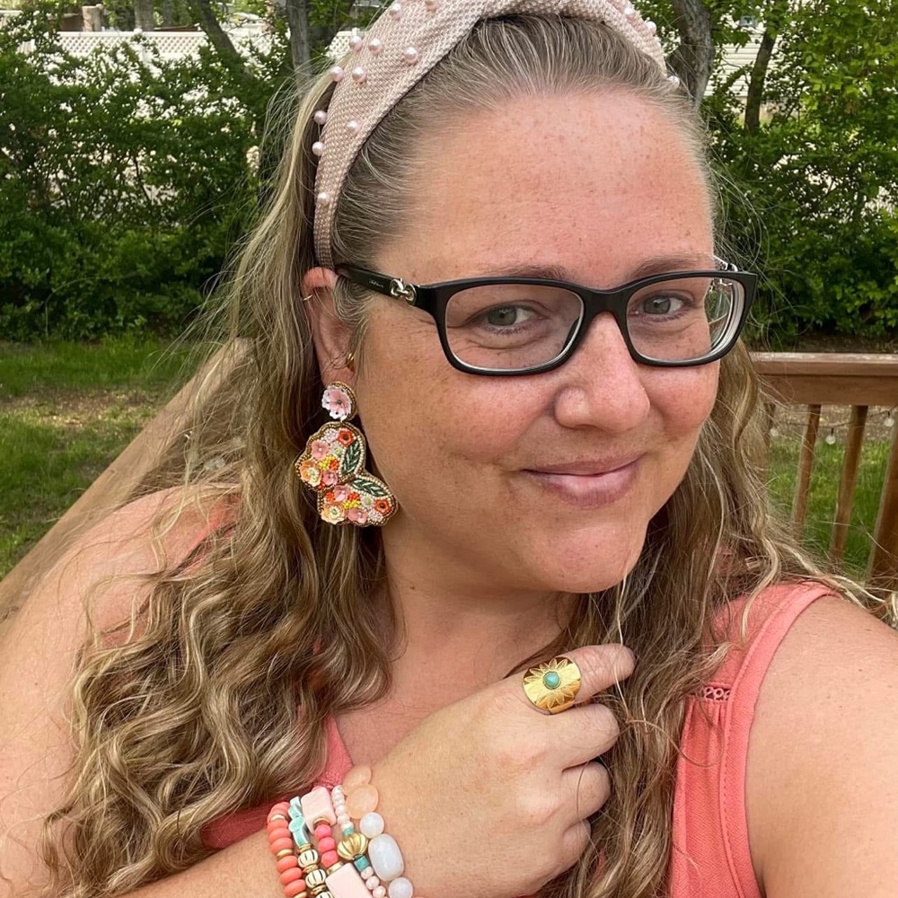 NEW Floral Beaded Butterfly Earrings - Picture 4 of 8